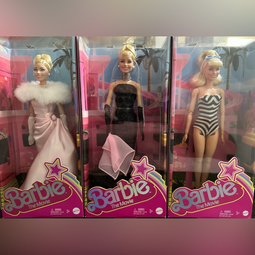 💎 BARBIE THE MOVIE DOLL COLLECTION LOT OF 3 ICONIC DRESS MARGOT ROBBIE 👛💅🏻🎀 - Picture 11 of 11